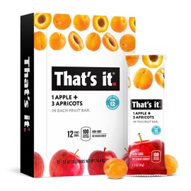 That's it. Apple + Apricot 100% Natural Real Fruit Bar, Best High Fiber Vegan, Gluten Free Healthy Snack, Paleo for Children & Adults, Non GMO No Added Sugar, No Preservatives Energy Food (12 Pack)
