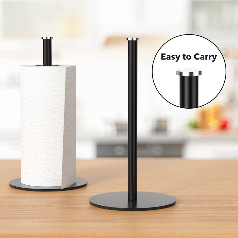 Matte Black Kitchen Roll Holder - Free Standing Paper Towel