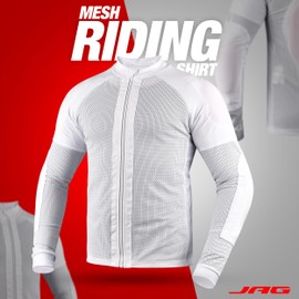 J.A.G. Motorcycle Mesh Shirt for Men with CE Certified Protective Padded Armors | All Season Motorcycle Riding Shirt White