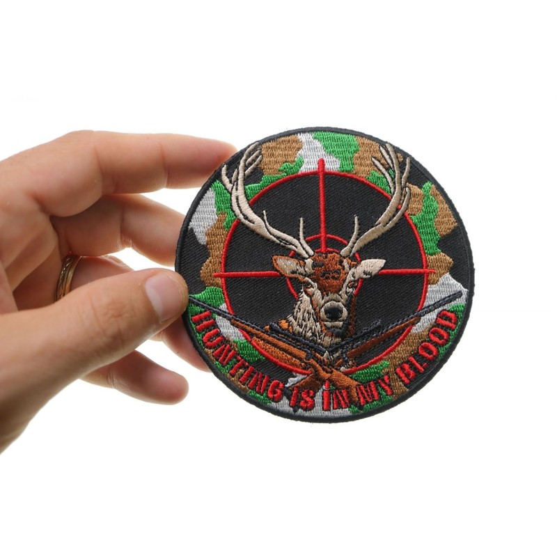 Deer Hunter Patch - 4x4 inch. Embroidered Iron on Patch