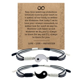 HARACRAFT Valentine Bracelet, Matching Couple and Friendship Bracelet, Lucky and Protection String, Inspirational Gift for Couple, Frienship, Pinky Promise, Him and Her (Yin and Yang)