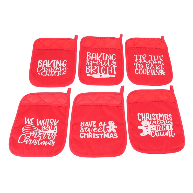 6Pcs Christmas Pot Holders with Pocket Heat Resistant Hot Pad