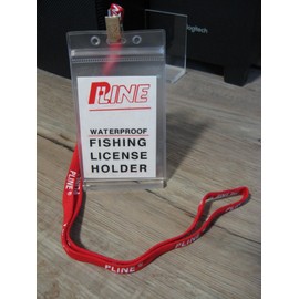 P-Line Waterproof Fishing License Holder Zip Lock Permit Case & Red Lanyard