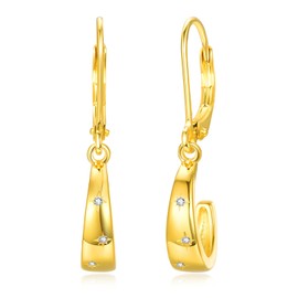 14K Gold Plated Earrings for Women S925 Sterling Silver Post Lightweight Drop/Dangle Huggie Dainty Earrings for Women, Silver, Cubic Zirconia