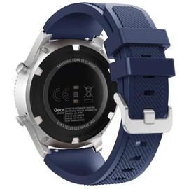 FanTEK Band for Galaxy Watch 3 45mm / Galaxy Watch 46mm / Gear S3 Watch, 22mm Silicone Sport Quick Release Replacement Strap for Moto 360 2nd Gen 46mm/ Pebble Time Steel, Midnight Blue