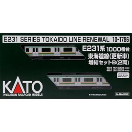 KATO 10-1786 N-Gauge E231 Series 1000 Tokaido Line, Updated Car, Expansion Set B, 2 Cars, Railway Model, Train