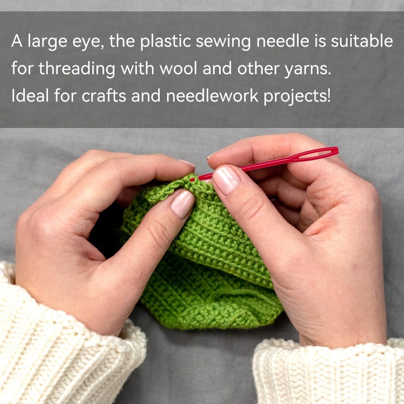 100 Pcs Large Eye Plastic Needles, 2.7inch/7cm Learning Needles, Yarn