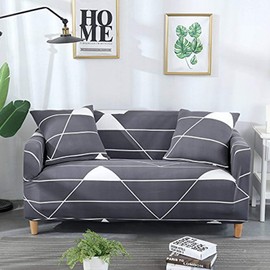Byforphye Stretch Sofa Slipcover, Elastic Fabric Printed Armchair Loveseat Couch 1/2/3/4 Seater Sofa Covers Pet Protector Mat Cushion Cover (1 Seater (35-55 in), Gray Stripes)