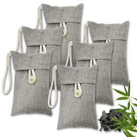Air Purifying Bag Activated Car Air Freshener Bamboo Charcoal Bags Nature Fresh Deodorizer Moisture Absorber for Bathroom Activated Odor Absorber For Shoes Fridge Pet Home（6Pack 100g Each）
