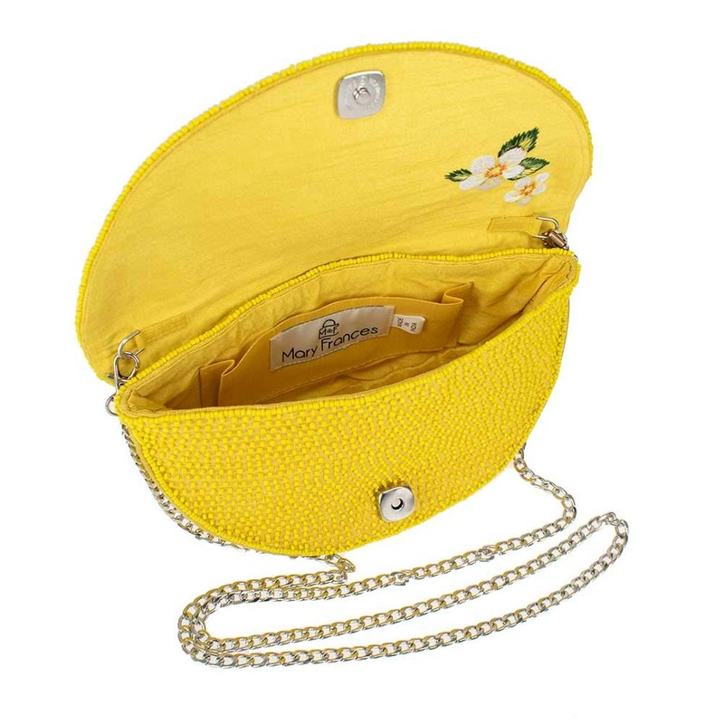 Mary Frances Tart Beaded Handbag Lemon Slice Crossbody Bag, Yellow