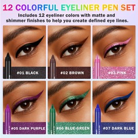 ZHISHUDL 12PCS Colorful Eyeliner Pencils Makeup Set