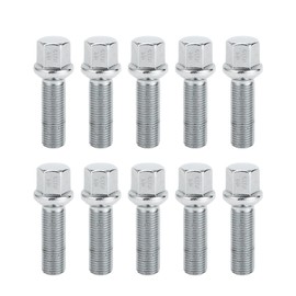 TUCKBOLD M14x1.5mm Ball Seat Wheel Lug Bolt for Volkswagen 19mm Hex 40mm Shank Length Sturdy | Extended Bolts Silver Tone 10 Pcs