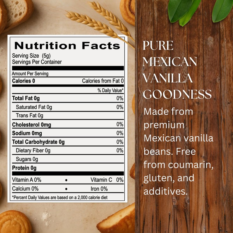 Pure Dark Mexican Vanilla Extract Gluten-Free Vanilla for Baking, Cakes,