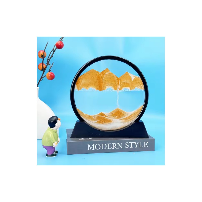 Flowing Sand Art Decor for Desks – Rotating Hourglass Landscape