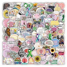 Mental Health Stickers 100PCS Mental Health Awareness Waterproof Stickers for Laptop Water Bottle Skateboard MacBook Phone,Vinyl Health Gifts for Teen Boys Girls Adults