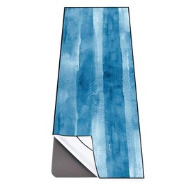 QiyI Yoga Mat Towel with Corner Pockets, Non Slip Sweat Absorbent Hot Yoga Towels, Soft Yoga Blankets with Travel Bag, Skidless Mat Cover for Workout, Gym, Fitness - 70"x26", Blue Tie Dye