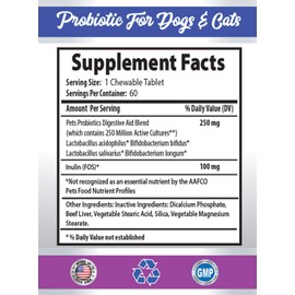 Dog Digestive Chews - PROBIOTICS for Pets - Dogs Cats - Bad Gas and Breath Treats - Advanced Immune Boost - Dog probiotics Healthy Gut - 2 Bottles (120 Treats)