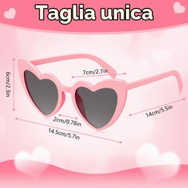 SelfTek Occhiali Da Sole A Forma Di Cuore, 10 Pezzi, Occhiali Hippie, Per Feste, Matrimoni, Carnevale (Rosa)