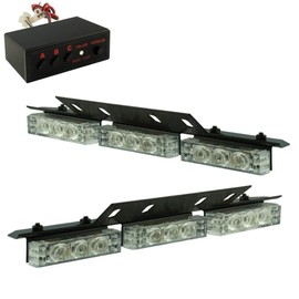 18 x Ultra Bright LED Emergency Warning Use Flashing Strobe Lights Bar For Windshield Dash Grille (18 Led, Red and BLue)