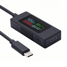 chenyang USB C Power Tester Digital Multimeter 4-30V 0-6.5A Color Screen Digital Display Real-Time Monitoring of Current/Voltage/Power/Work Time