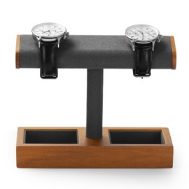 Papten Solid Wood Watch Display Stand T-bar Watch Stand Jewelry Holder Stand Watch Cases For Men Watch Holder Organizer For Men And Women Watch Stand Holder For Store And Home(Grey)