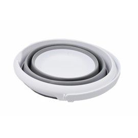 SAMMART 8.5L (2.2 Gallon) Collapsible Plastic Bucket - Foldable Round Tub - Portable Fishing Water Pail - Space Saving Outdoor Waterpot. Size 31cm Dia (White/Grey, 1)