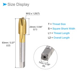 CoCud Spiral Point Tap Metric M12 x 1.25 Thread Titanium Coated High Performance Steel 6542 Screw Milling Threading Tap (Use: for Listening Drill) Pack of 1