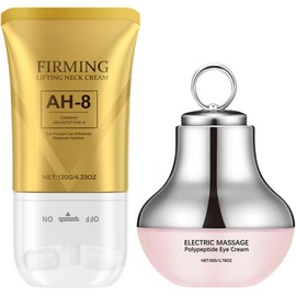 Set de Cuidado Facial con Crema Reafirmante para Cuello AH-8 120g y Crema de Ojos con Masaje Eléctrico 50g