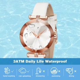 CIVO Ladies Watch Set Analogue Womens Watches Waterproof Designer Leather Strap Watches Women Elegant Diamond Classic Dress Casual Wrist Watches for Woman White