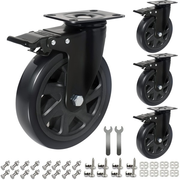 6 Inch Caster Wheels 3000lbs,Heavy Duty Casters Set of 4