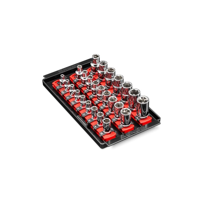 Ernst Manufacturing 8-Inch Socket Boss, 3-Rail Socket Tray, Red -