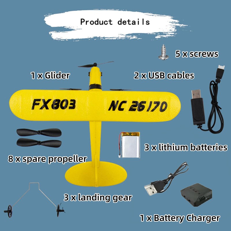 ynapmoc RC Airplane Toy, 2.4GHz RC Glider, Easy to Control,