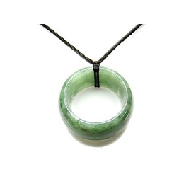 Stone Street Carefully Selected Dark Eye Jade Ring Necklace, Genuine Jade, Jadeite, Natural Stone, Protective Trivet
