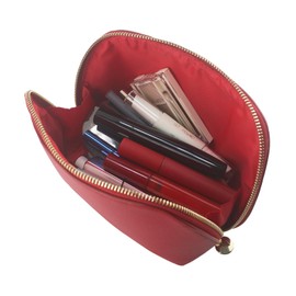 Kososuru Small Travel Cosmetic Bag Portable Makeup Bag PU Leather Makeup Pouch for Women (PU leather, Red)