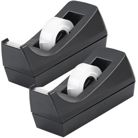 OWLKELA Black Desktop Tape Dispenser, Non-Skid Base, Heavy Duty, Weighted Tape Roll Dispenser, Ideal for School, Home, Crafting (2 Pack)