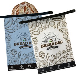 Reusable Bread Bags, 2 Pack Zipper Bread Bags for Home Made Bread with TPU Liner Freezer Bread Storage Bag for Fresh Keeping Reusable Sourdough Bread Bag Gifts for Sourdough & Bread Bakers