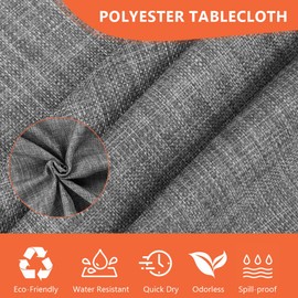 AUAUY Wipe Clean Table Cloth, 140x100cm Rectangular Washable Faux Linen Tablecloth, Waterproof Oil-proof and Wrinkle Resistant Table Cover for Kitchen Dining Party, Holiday Celebrations, Dark Grey