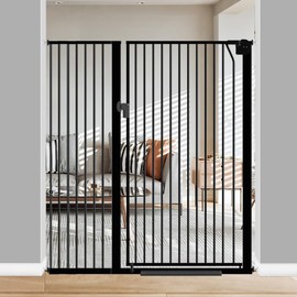 59" Tall Extra Tall Cat Gate for Doorways 41.4"-45.3" Wide - Pet Safety Barrier, Indoor Baby Gate with Door for Dog, No Drill Pet Gate for Stairs Hallway, No Climb Fence Black