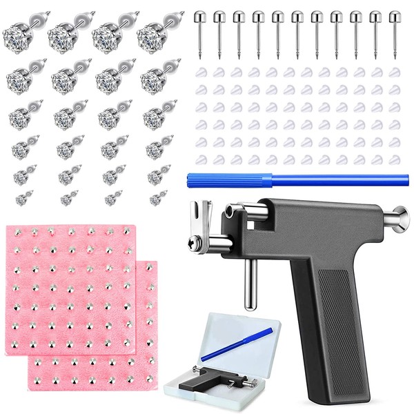 Longbeauty 224 Pieces Ear Piercing Gun Set, Stainless Steel Piercing