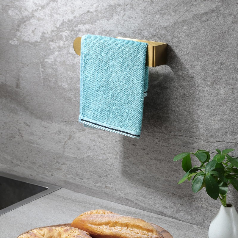 Taozun Adhesive Towel Rack/Hand Towel Holder, Gold Towel Holder for