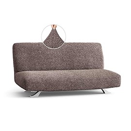 Futon Cover - Armless Couch Cover Italian Sofa Bed Slipcover Without Armrest - Soft Polyester Fabric Cover - 1-Piece Form Fit Stretch Futon Cover for Kid Pet - Microfibra Collection - Taupe
