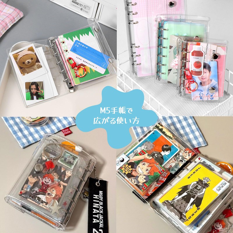 Sticker Notebook, Transparent, M5 Size, Mini Binder (20 Refill Sheets,