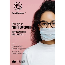 FogBlocker Anti-Fog Cloth, Anti-Fog wipe, Eyeglass Anti-Fog Cloth, Anti-Fog Dry Cloth, Lasts +24 hours, Over 500 applications
