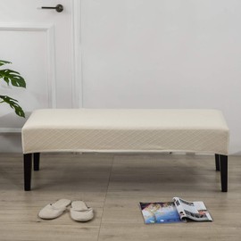 Knitted Jacquard Dining Room Bench Covers, Stretch Bench Slipcover, Soft Spandex Sofa cover, Removable Washable Bench Cover for Modern Living Room, Bedroom, Kitchen (Beige)