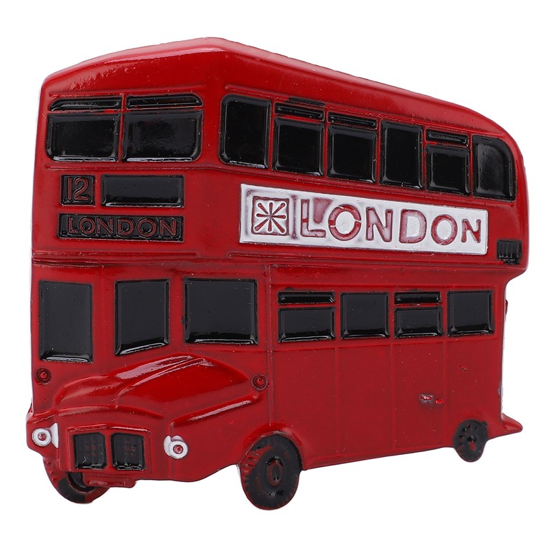 3Pcs Bus Fridge Magnet Red Bus Design Bright Colors Magnetic