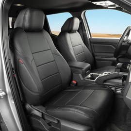 coverdream Custom Fit Front Seat Covers for 2024 2025 Toyota Tacoma Double Cab SR,SR5,TRD Sport,TRD Off-Road,Limited,Full Coverage Leather Seat Protector (Front Row Only,Black)