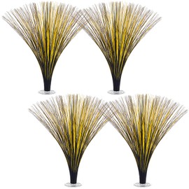 Colingmill 4 Pieces Plastic Metallic Spray Centerpieces for Birthday Party Supplies Party Decorations Centerpieces for Table for Happy New Year Decorations, 15.75" (Black and Gold)