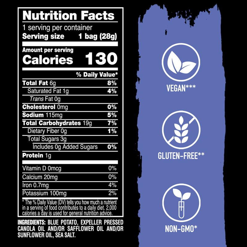 Terra Vegetable Chips, Blues Chips with Sea Salt, 1 Oz