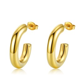 Elegant Arc Hoop Earrings by Kylie Yang - 304 Stainless Steel, 14K Gold-Plated, Minimalist Jewelry – Hypoallergenic & Durable