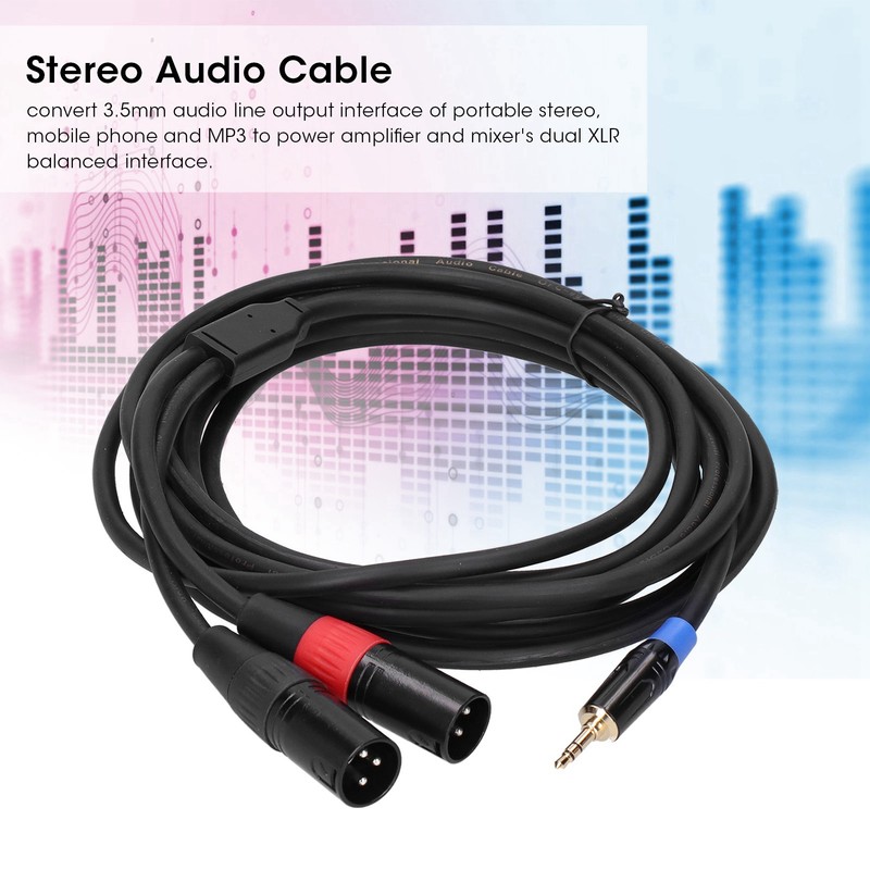 3.5mm Stereo Male to Dual 2 XLR Male Plug Connector